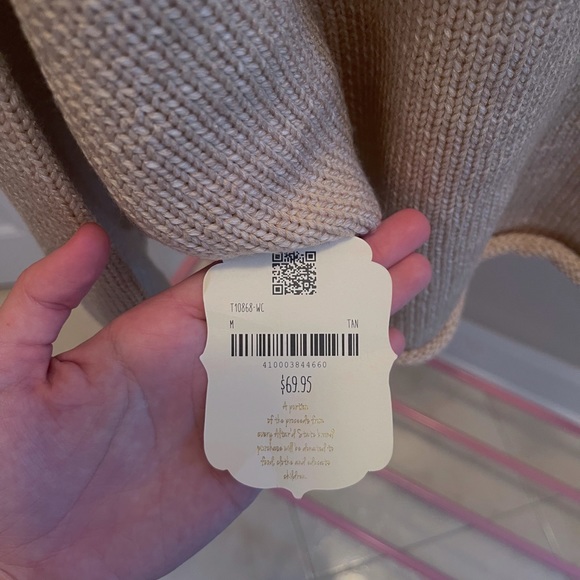 Tan Medium Altard State Cropped Sweater with Buttons - Picture 5 of 7